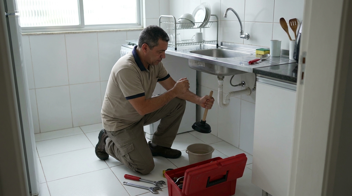 Desentupimento de pia residencial em Indaiatuba‑SP